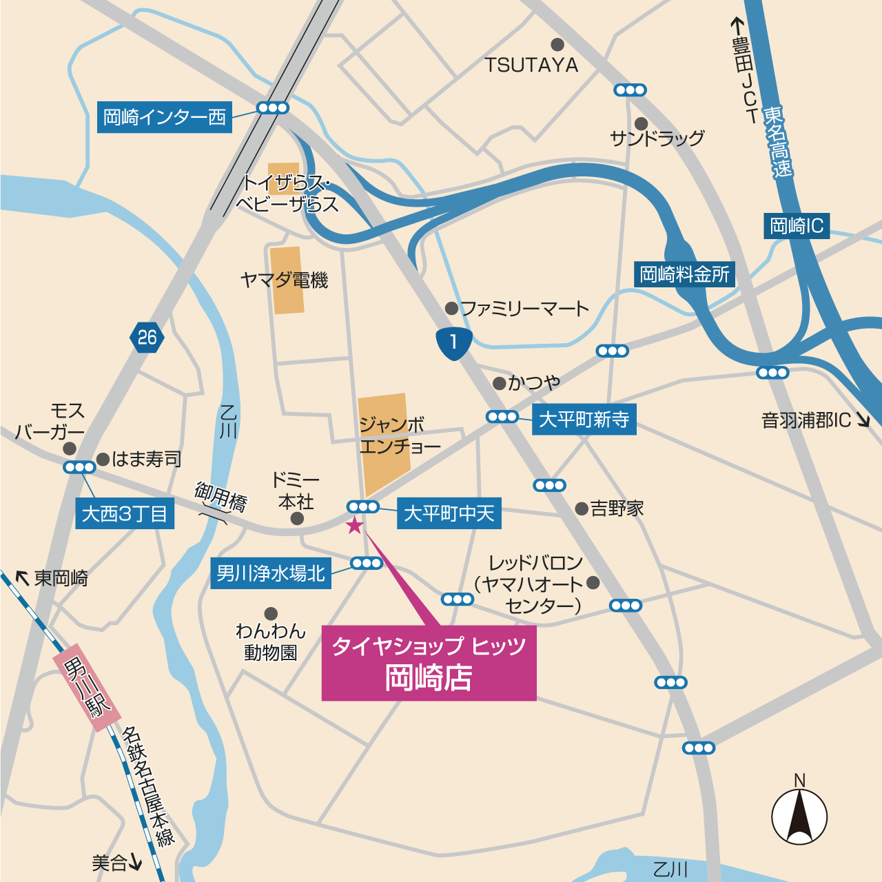 ヒッツ　岡崎市地図